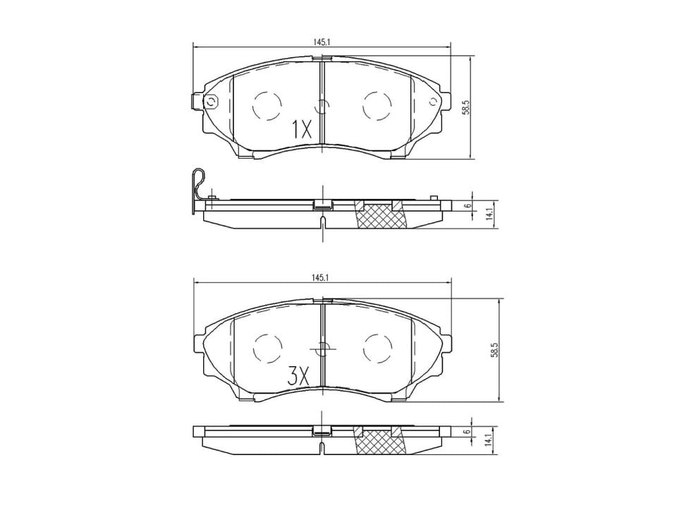 AISIN 3M35 2001 BA FREN BALATASI ÖN JAPON B2500 (UN) 4WD : BT50 (UN) 4WD 07-11 : RANGER (ER, ET) 03-11