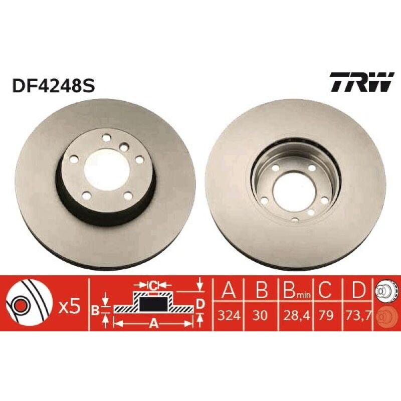 TRW 34111165859 FREN DISKI ÖN BMW BMW 5 1997 - 2004