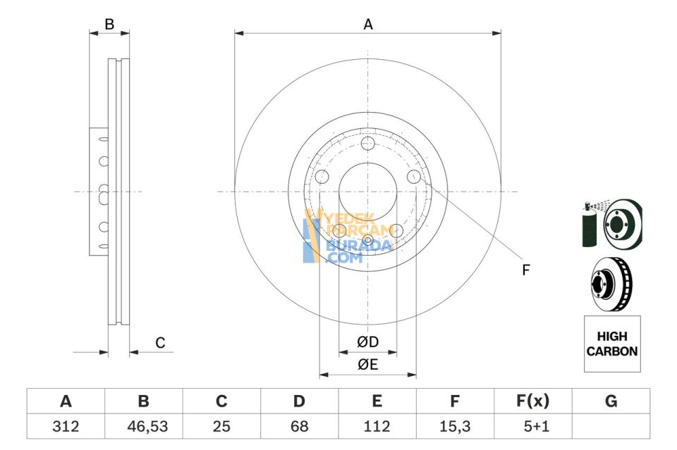 BOSCH 8E0615301R FREN DISKI ÖN VW PASSAT-A4-A6