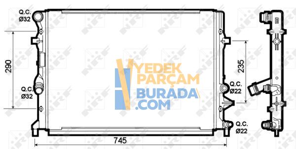 NRF 1K0121251CL SU RADYATÖRÜ VW GOLF6-JETTA-A3-LEON