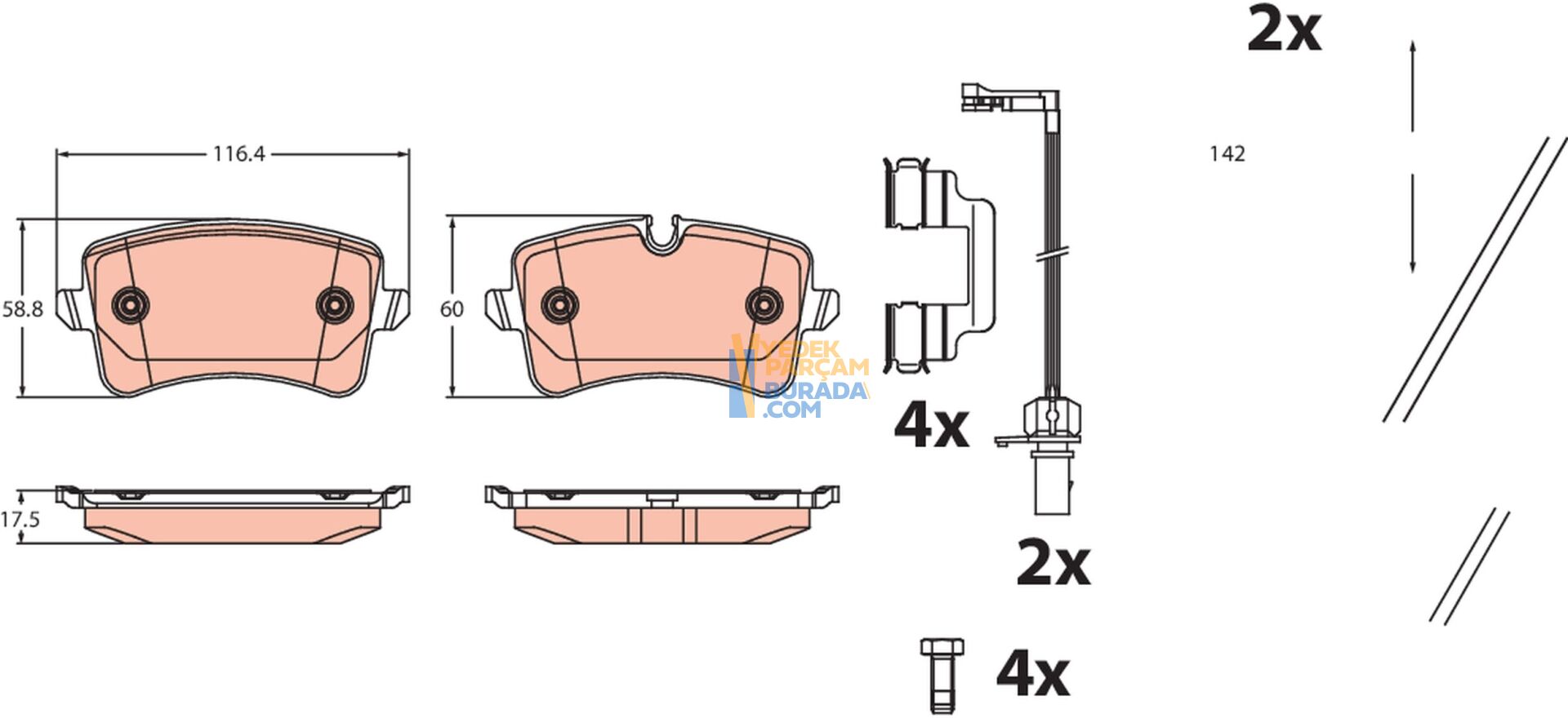 TRW 4H0698451D FREN BALATASI ARKA VW A4-A5-A6-A8-Q5