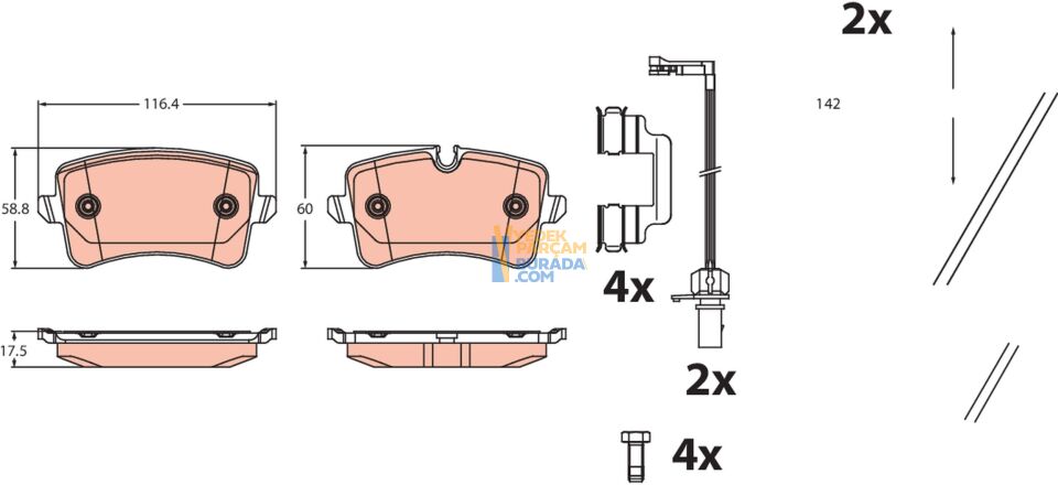 TRW 4H0698451D FREN BALATASI ARKA VW A4-A5-A6-A8-Q5