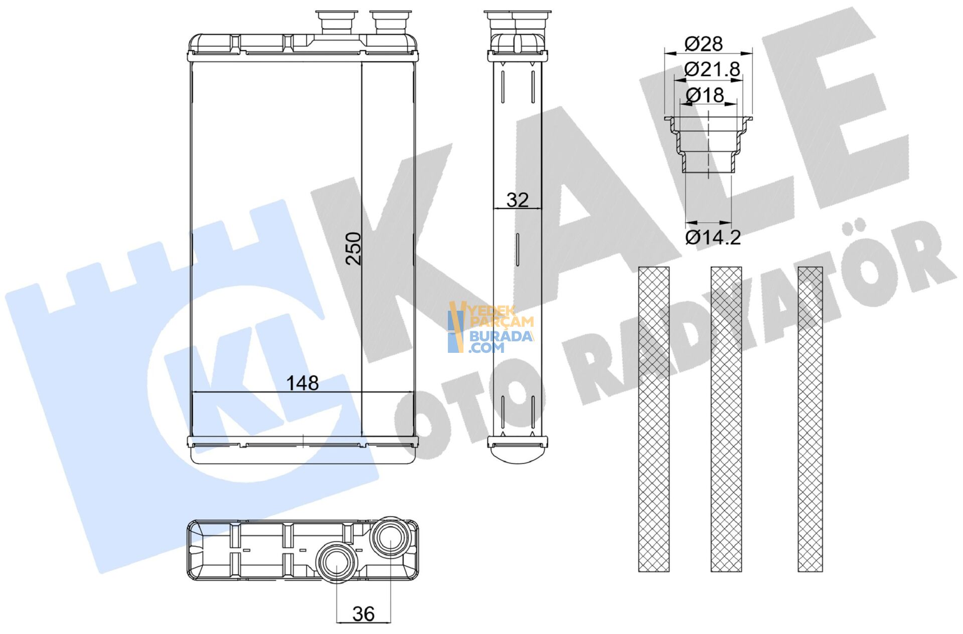 KALE 4M0898037C KALORIFER RADYATÖRÜ VW A4-A5-A6-A7-Q7-TOUAREG
