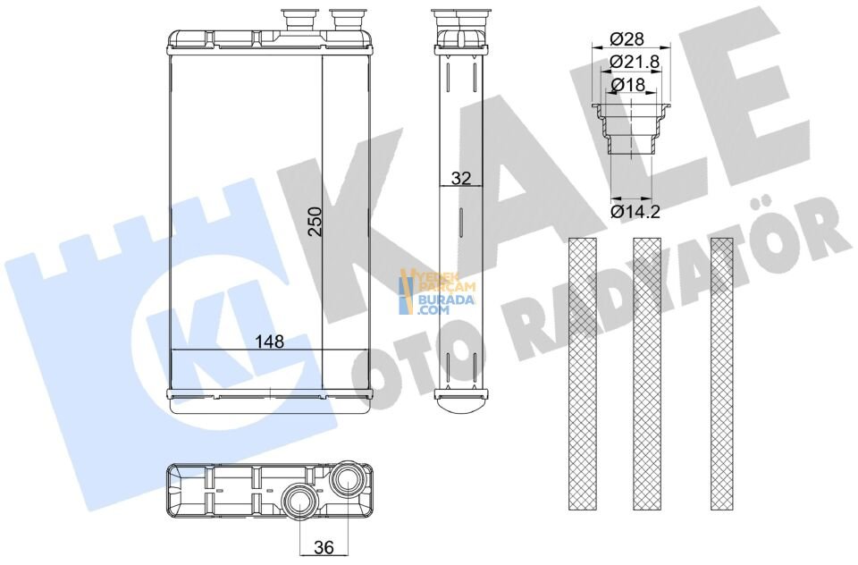 KALE 4M0898037C KALORIFER RADYATÖRÜ VW A4-A5-A6-A7-Q7-TOUAREG