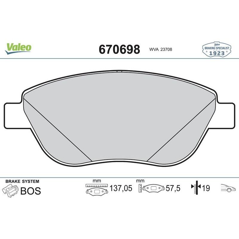 VALEO 77363958 FREN BALATASI ÖN FIAT DOBLO III/LINEA/STILO/CORSA D/307/C4
