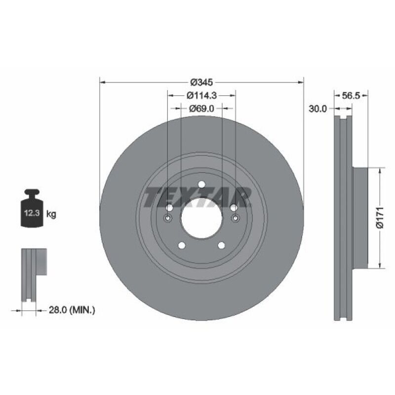 TEXTAR 51712J5250 FREN DISKI ÖN KORE STINGER