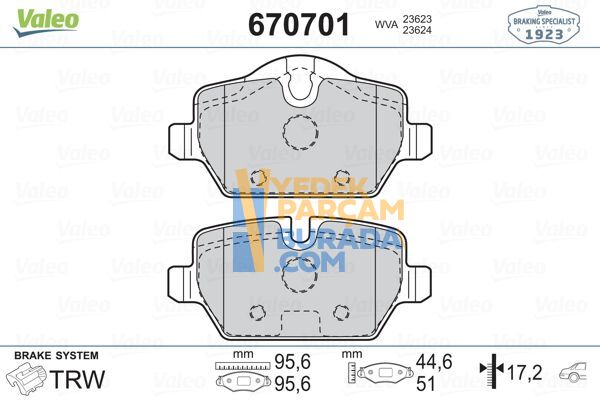 VALEO Fren Balatası Arka BMW E90-E91-E92-E93-X1 E84