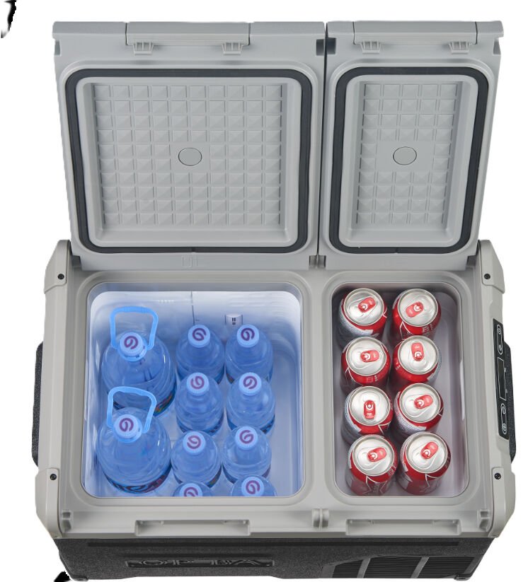 OpBa Ice 55 Litre Çift Bölmeli Araç İçi Buzdolabı 12V / 24V Kompresörlü Oto Buzdolabı -20°C