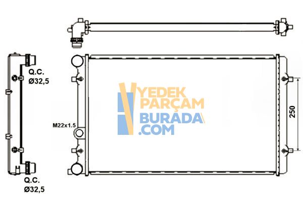 NRF 1J0121253N SU RADYATÖRÜ VW GOLF4-BORA-A3-TOLEDO-OCTAVIA