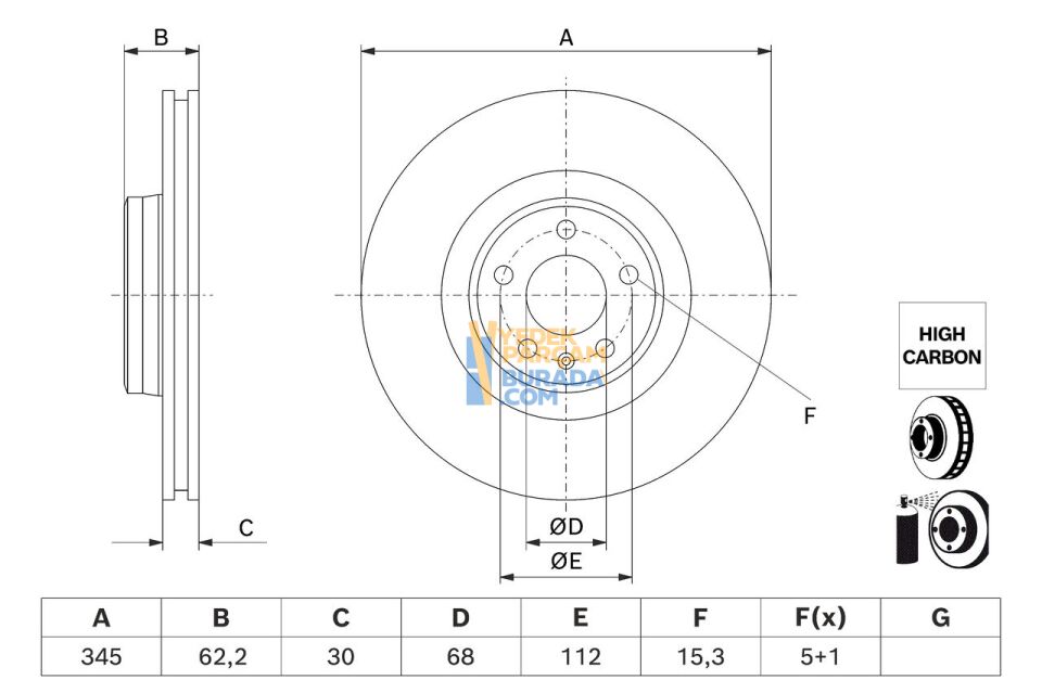 BOSCH 4G0615301AB FREN DISKI ÖN VW A6